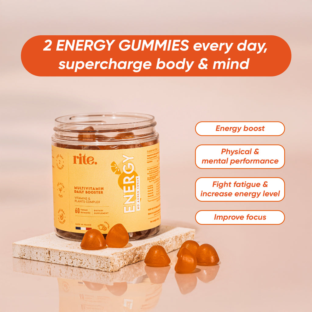 ENERGY GUMMIES multivitamin booster helps improve focus, fight fatigue, and support daily energy and performance
