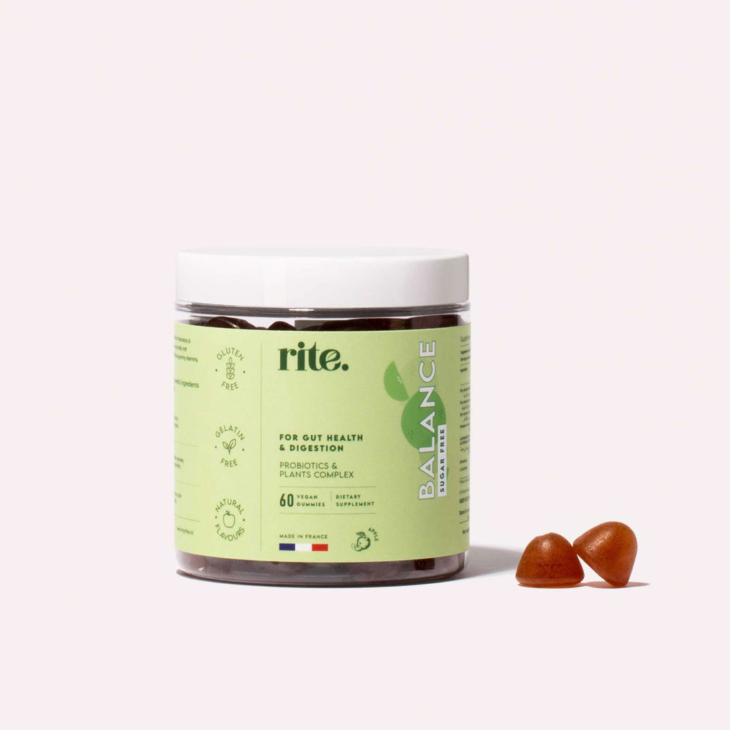 A jar of Rite Balance Sugar Free Gummy Vitamins .