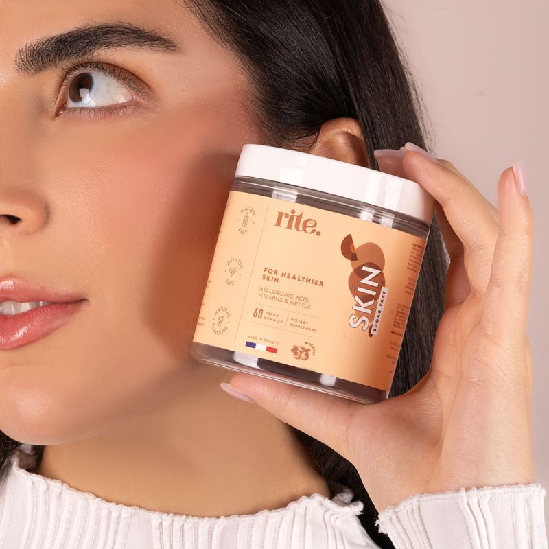 SKIN GUMMIES jar featuring high-dose hyaluronic acid for healthier skin – part of your new skin routine